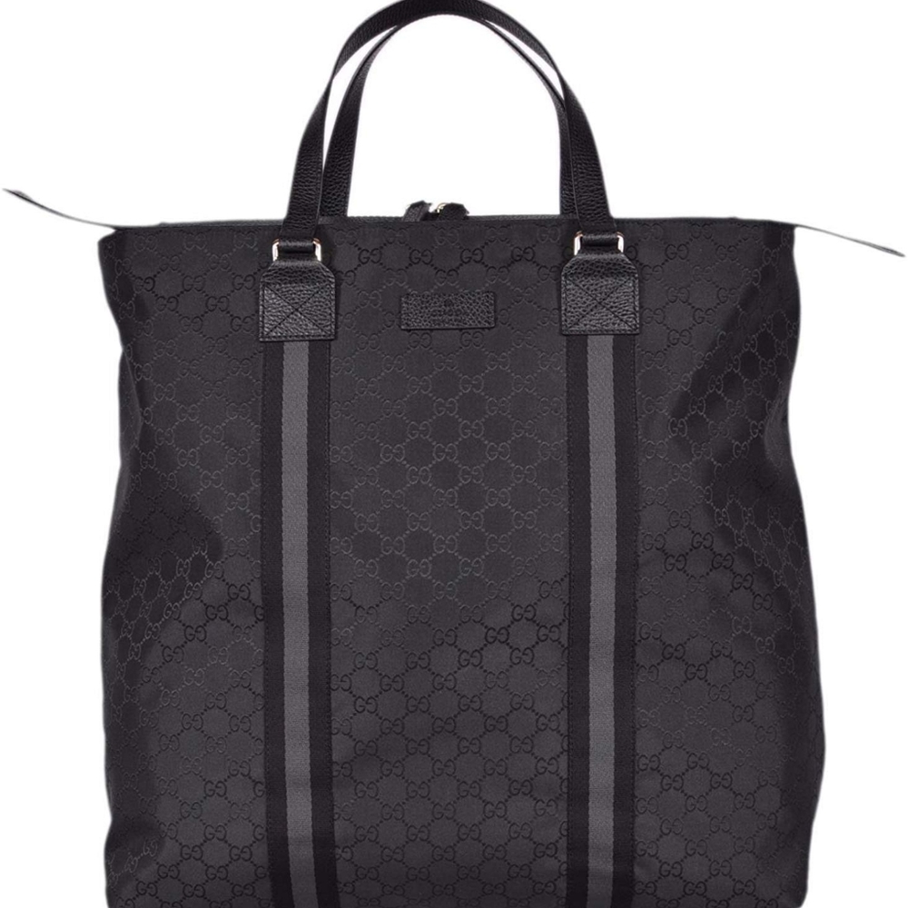 NWT Authentic Black Gucci 449179 XL Nylon GG Tote bag